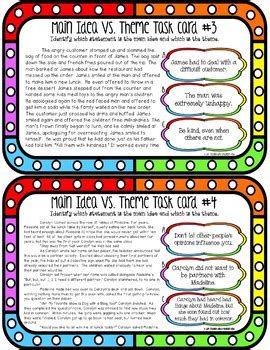 Main Idea Vs Theme Task Cards By Teaching With A Mountain View TpT