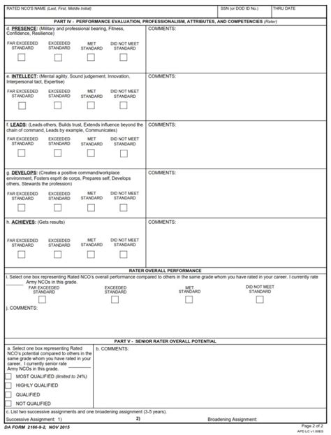 Da Form 2166 9 2 Nco Evaluation Report Ssg 1sgmsg Army Pubs Da Form