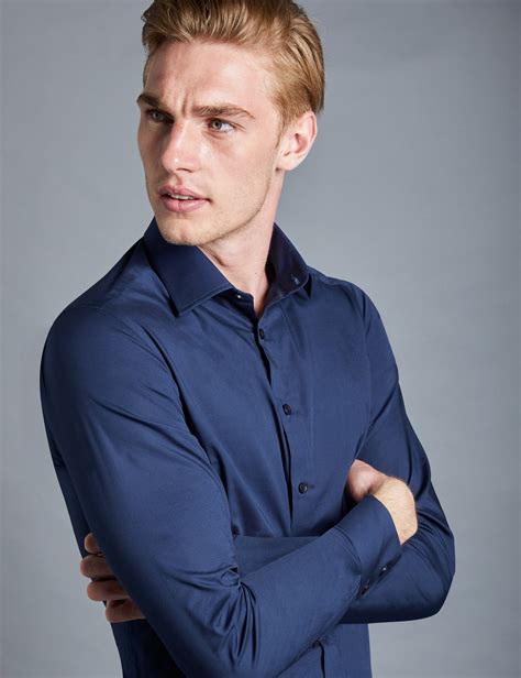 Formal Navy Slim Cotton Stretch Shirt Hawes And Curtis