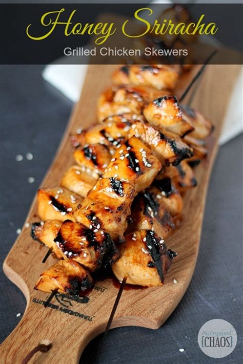 Honey Sriracha Grilled Chicken Skewers Recipe Chefthisup