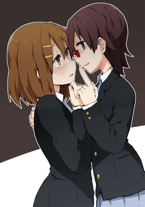 Safebooru 2girls Blush Brown Eyes Brown Hair Glasses Hair Ornament Hairclip Hirasawa Yui K On