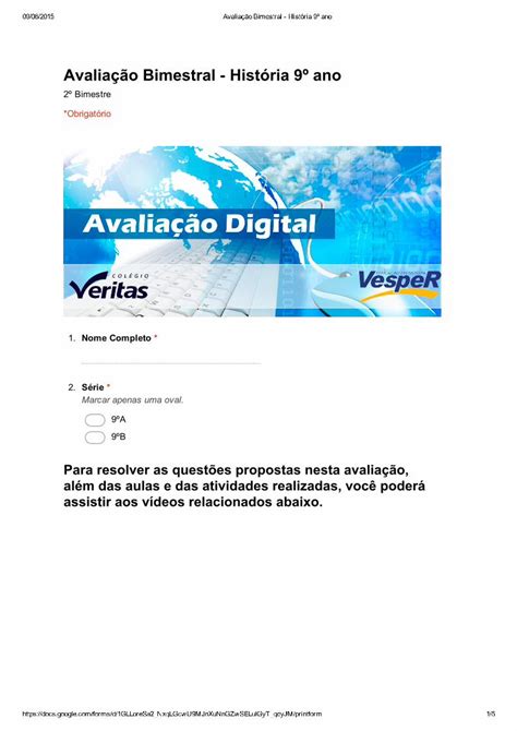 PDF Avaliação Bimestral História 9º PDF file6 2 1 5 A v a l i ç ã