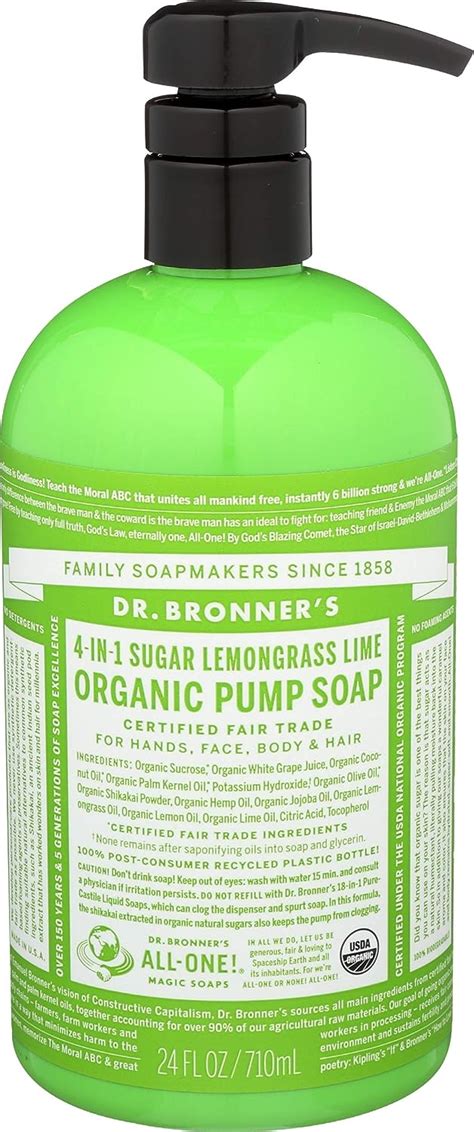 Dr Bronner S Dr Bronner S Organic Liquid Body Soap Lemongrass Lime At