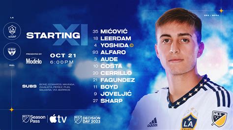 Starting Xi Presented By Modelo La Galaxy Vs Fc Dallas October