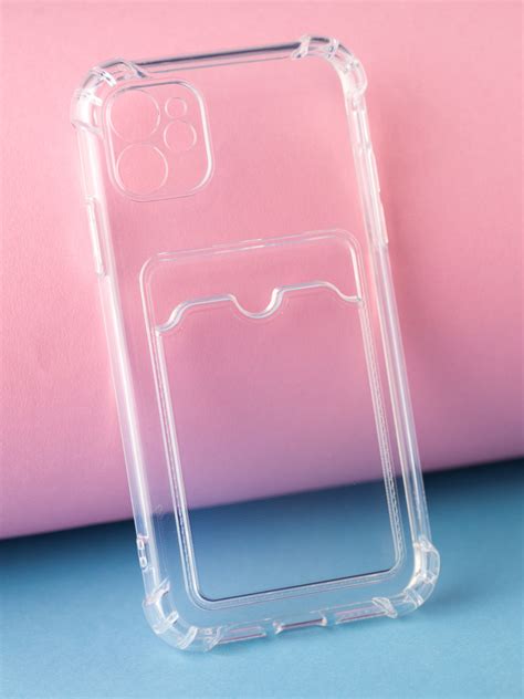 Чехол на Apple iPhone 11 прозрачный с отделением для карт прозрачный ...