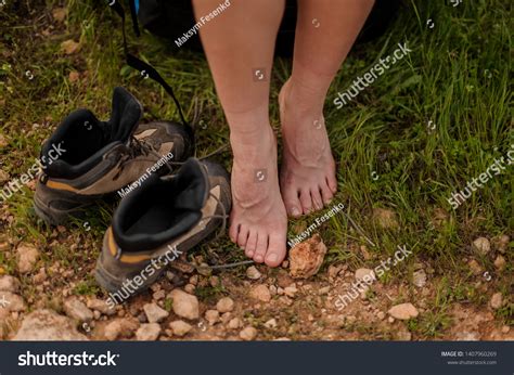Girl Standing Naked Feet Near Waking Stock Photo 1407960269 Shutterstock