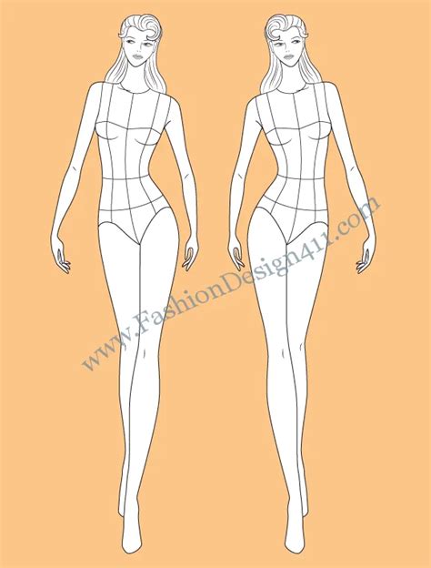 072 Front View Female Croquis Fashiondesign411