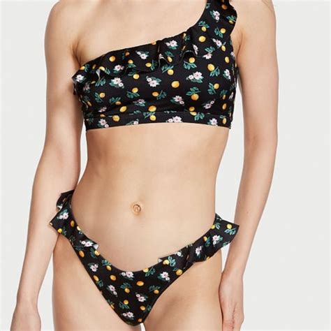 Pink Victoria S Secret Swim Victorias Secret Pink Swim Ruffle Brazilian Bikini Bottom Black