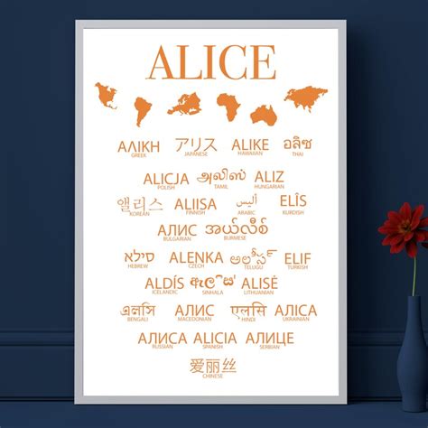 Custom Name In Different Languages Print Personalised Wall Art Gift