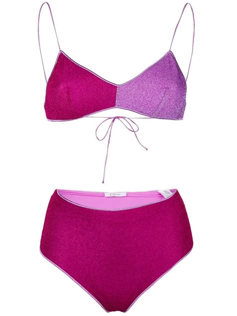 Oseree High Rise Bikini Set Pink Beachwear For Women Swimwear