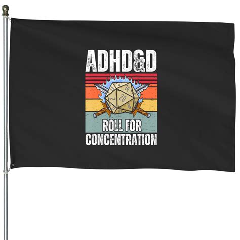 Retro Vintage Adhdd Roll For Concentration Funny Gamer T House Flags