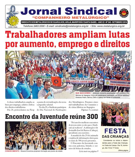 Jornal Sindical Setembro de 2016 by Metalúrgicos de Guarulhos Issuu