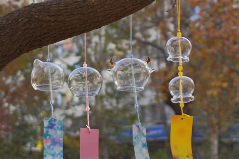 pieces japanese style traditional glass furin wind bell wind chime