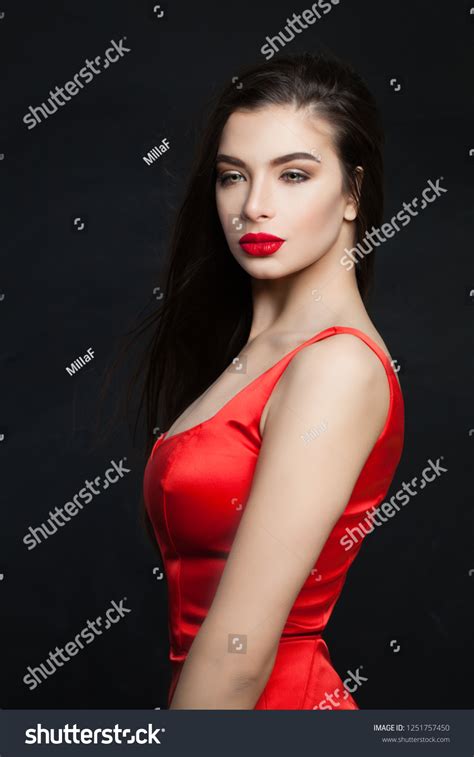 Sexy Fashion Model Brunette Long Hair Shutterstock