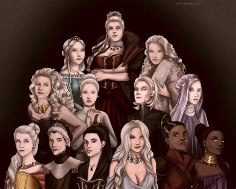 Rhaenyra Targaryen with her daughters-in-law, granddaughters and great ...