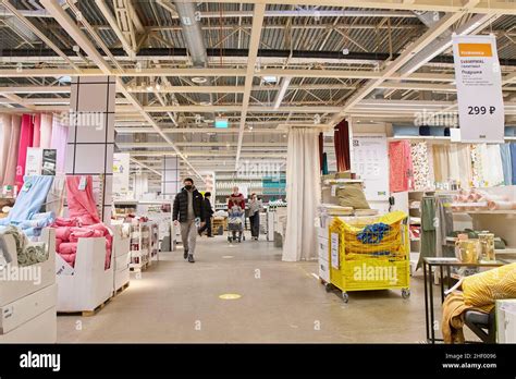 SAMARA, RUSSIA - JANUARY 10, 2022: Ikea store interior. people are ...
