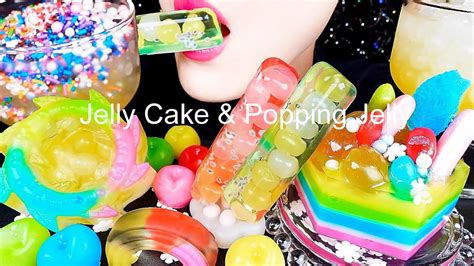 Asmr Homemade Rainbow Jelly Cake Popping Jelly Sprinkles