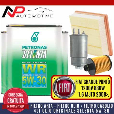 KIT TAGLIANDO FIAT GRANDE PUNTO 1 6 MJT 120CV 2008 4 LITRI OLIO