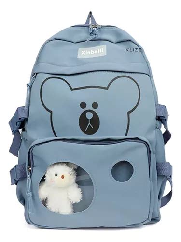 Bonita Mochila Escolar Antirrobo Kawaii Juvenile Para Mujer Color Azul