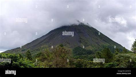 Beautiful Cinematic Aerial View Of The Arenal Volcano In Costa Rica