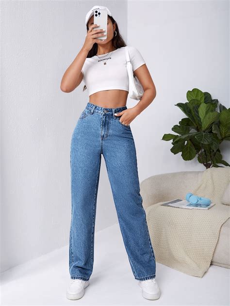 Jeans Tipo Boyfriend De Talle Alto Con Bolsillo Oblicuo Express