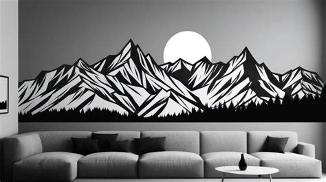 Elegant Black And White Mountain Range Wall Art Muse Ai