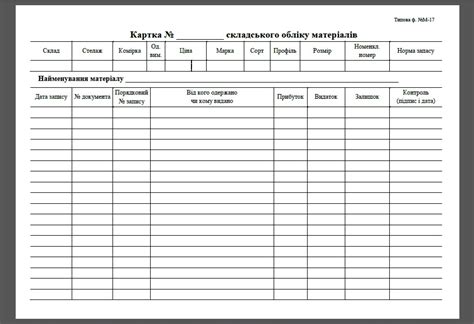 Бланки учета материалов