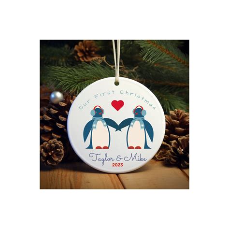 Our First Christmas Penguins Newly Weds New Couple Ornament Mr Mrs