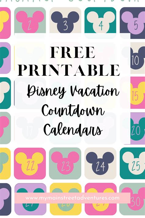 The Free Printable Disney Vacation Calendar With Mickey Mouse Ears And