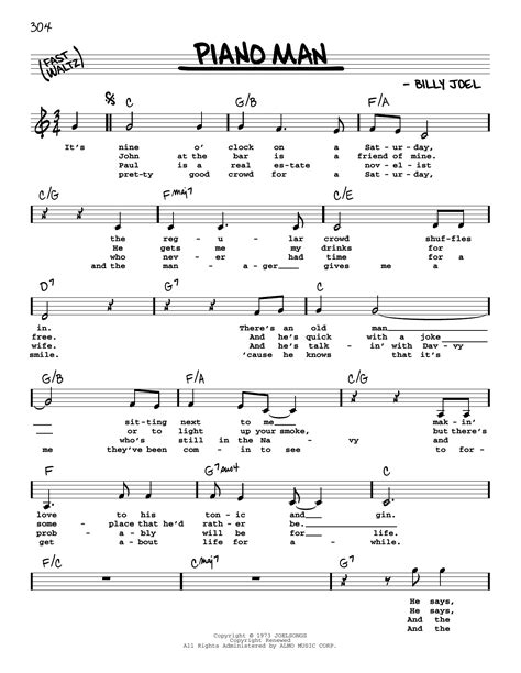 Billy Joel "Piano Man" Sheet Music | Download Printable PDF Score. SKU ...