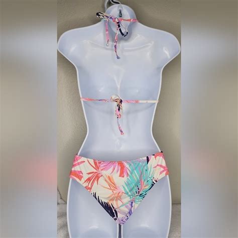 HOBIE REVERSIBLE Tropical Palm Bikini Set Size Medi Gem