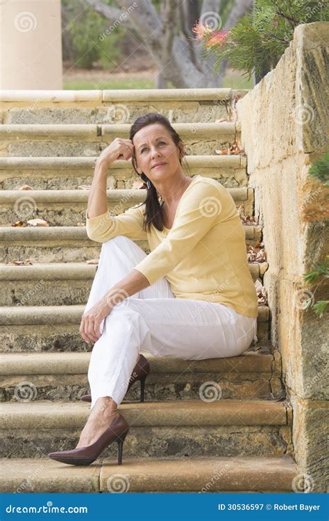 Relaxed Confident Mature Woman Outdoor Stock Image Image Of Outdoor