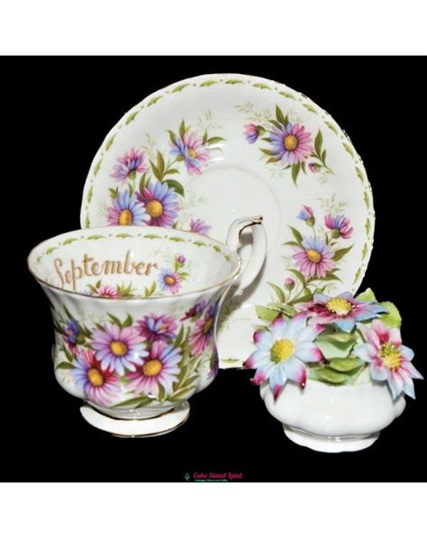 September Flowers Tea Cups Vintage Royal Albert Wonders Of The World