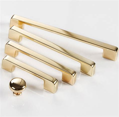 Minimalist Brushed Brass Solid Cabinet Handle In Zinc Alloys Etsy