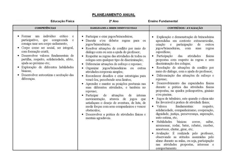 Planejamento Anual 2° Ano Ensino Fundamental Completo Atividades