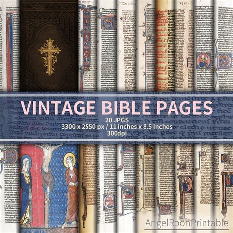 Vintage Bible Pages Junk Journal Paper Kit, Old Scrapbook Background ...