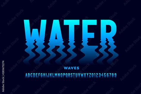 Water Waves Style Font Design Ripple Effect Alphabet Letters And