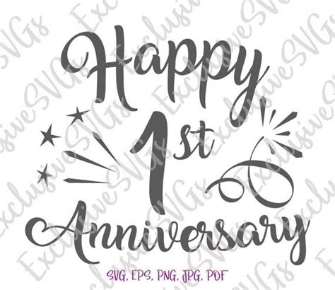 Happy 1st Anniversary Svg File For Cricut Cotton Paper Wedding Etsy Uk