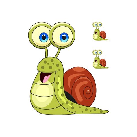 Una Caricatura De Un Caracol Feliz Sobre Un Fondo Blanco Vector Premium