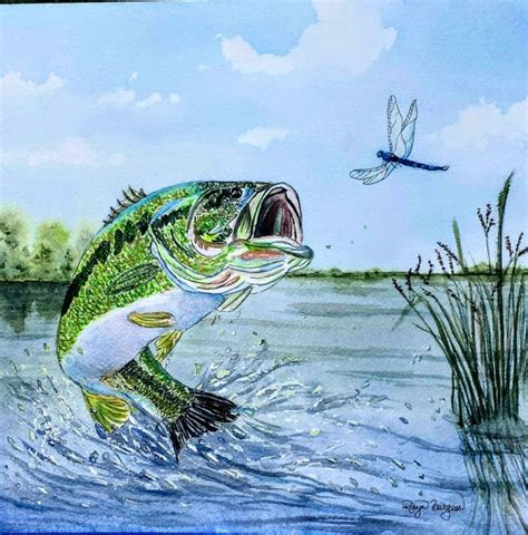 Largemouth Bass Jumping Out Of Water Tattoo