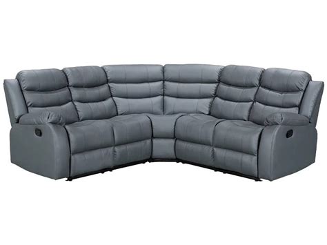 Grey Recliner Corner Sofa | Luxury Bonded Leather Suite