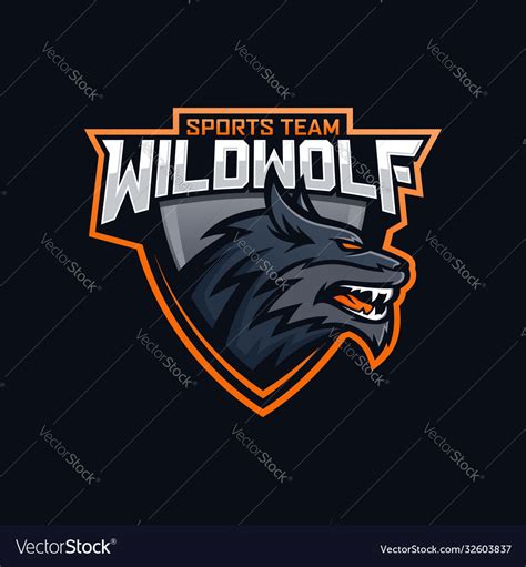 Wolf e-sports logo design Royalty Free Vector Image