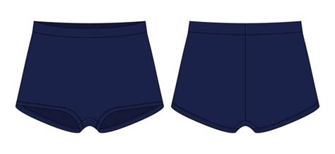 Croquis technique de culottes filles vierges Couleur bleu foncé Lingerie Lady Vecteur Premium