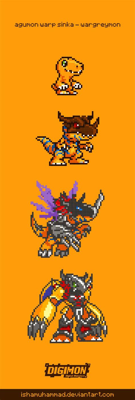 agumon evolution line pixelated by IshaMuhammad on DeviantArt