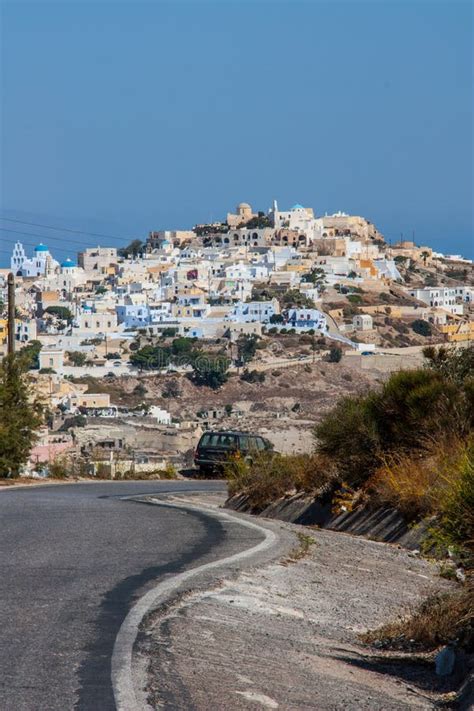 Pyrgos Kallistis Village On Island Santorini Stock Photo Image Of