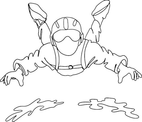 Premium Vector | Skydiving Line Art, Extreme Sports Sketch, Outline ...