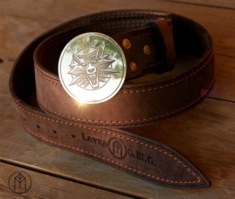 Leather Belt Brass Buckle The Witcher Handmade Etsy