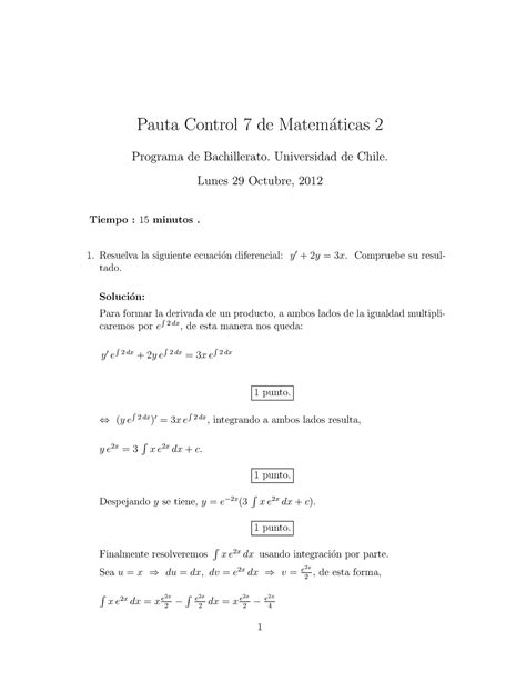 Examen 2012 Preguntas Y Respuestas Pauta Control 7 De Matematicas 2