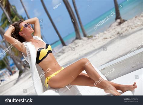 Sexy Bikini Tan Woman Relaxing On Stock Photo Shutterstock