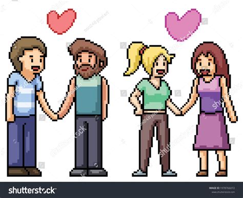 Pixel Art Lesbian Gay Couple Stock Vector Royalty Free